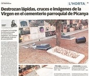 L'Ajuntament condemna enèrgicament els actes vandàlics al cementeri parroquial