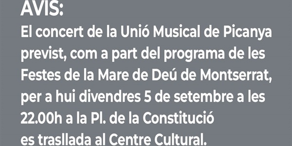 Trasllat del concert de la Unió Musical al Centre Cultural
